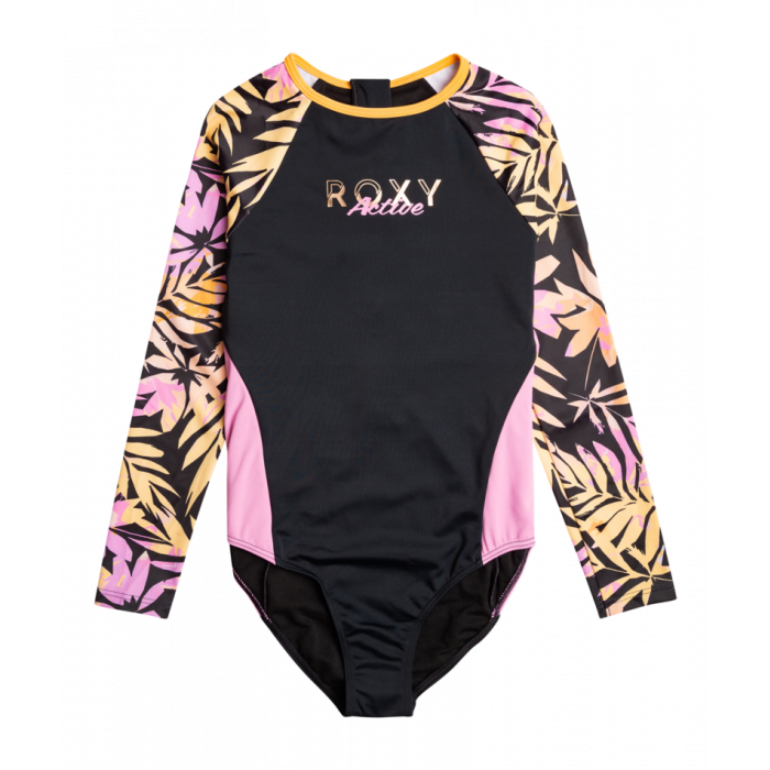 Roxy - Swim Suit girls - Active Joy - Long sleeve - Anthractite Zebra Jungle Girl