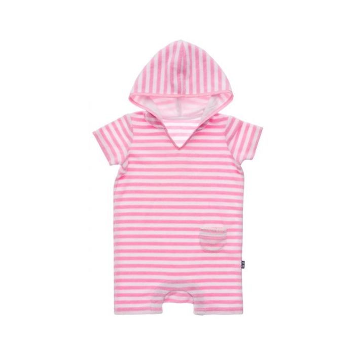Snapper Rock - Hooded towel for babies - Striped - Short sleeve - Pink/White