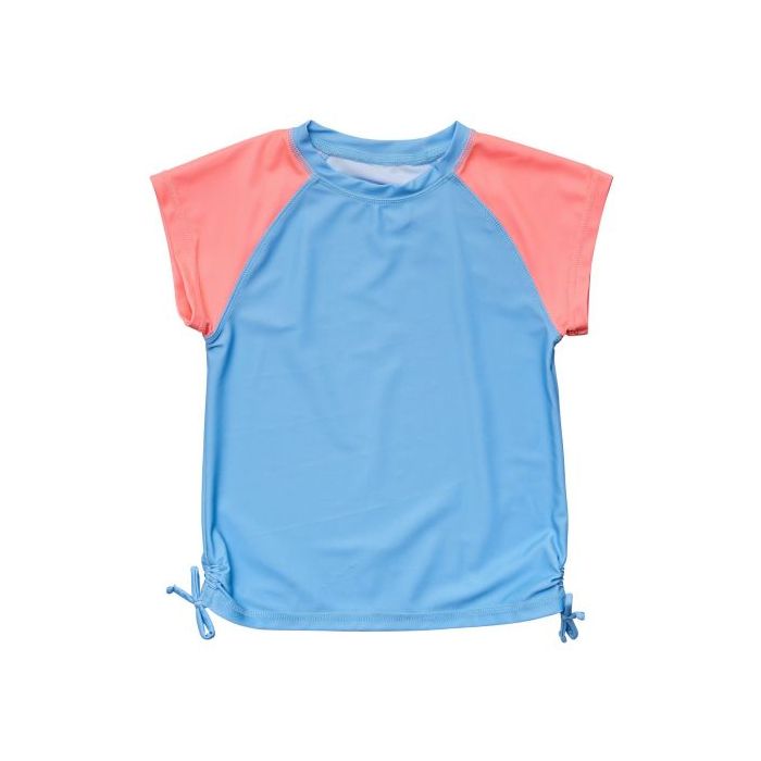 Snapper Rock - UV Rash top for girls - Short sleeve - Cornflower Peach - Blue/Pink