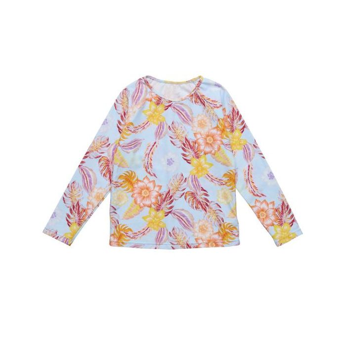 Snapper Rock - UV Rash top for girls - Long sleeve - Boho Tropical - Blue