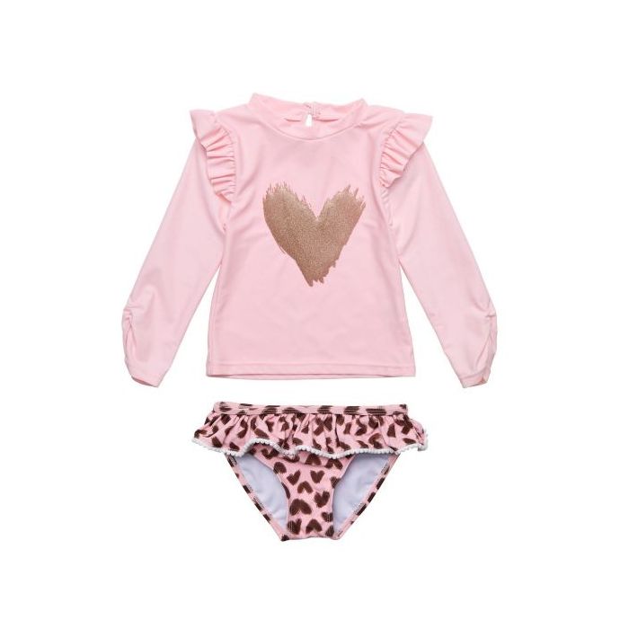 Snapper Rock - UV Swimset for babies and kids - Long sleeve - Wild Love - Pink