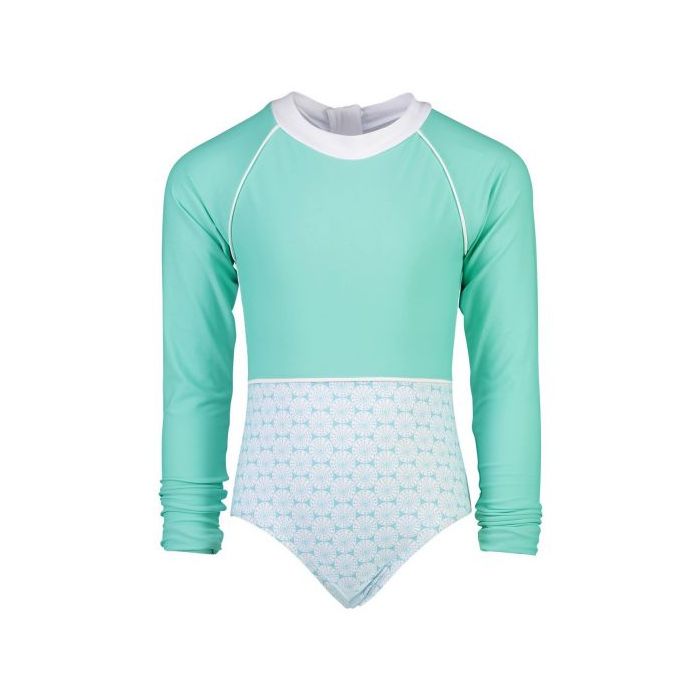 Snapper Rock - Longsleeve UV Bathingsuit for girls- Oceania Sustainable - Aqua