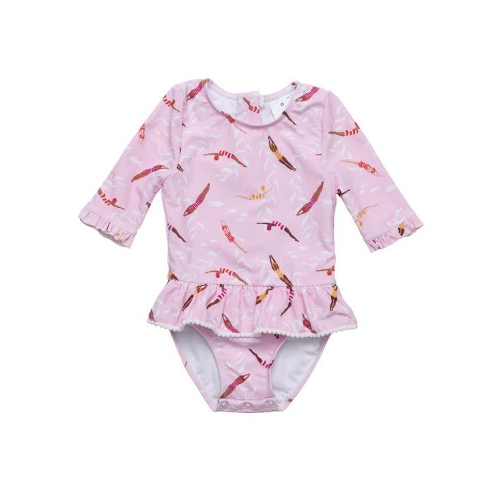Snapper Rock - UV Swimsuit for babies and girls - Long sleeve - Diving Diva - Pink