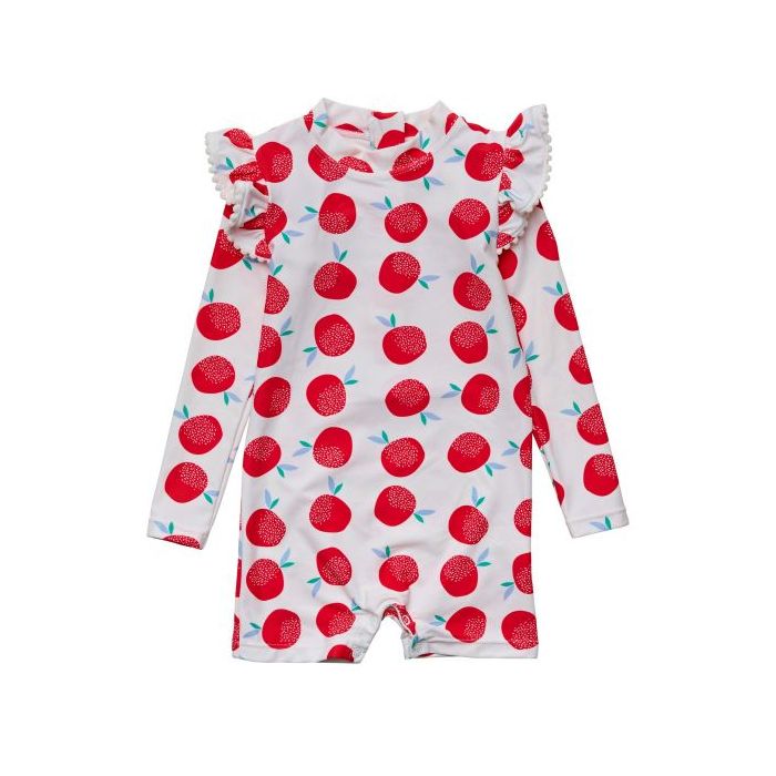 Snapper Rock - UV Swimsuit for babies - Long sleeve - Juicy Fruit - White/Red