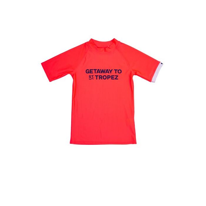 JUJA - UV Swim shirt with short sleeves for children - High Visual - UPF50+ - St. Tropez - Neon coral