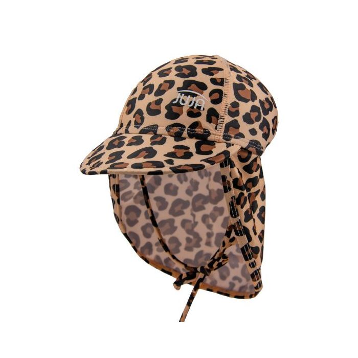 JUJA - UV Sun cap for children - UPF50+ - With neck flap - Leopard - Brown