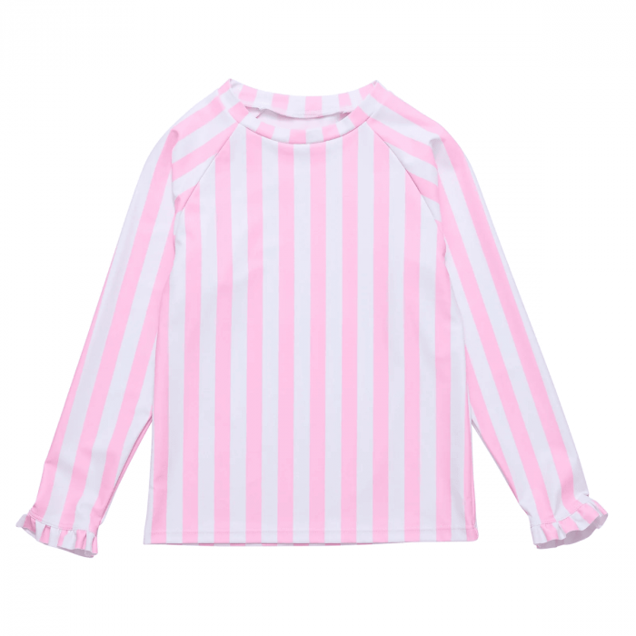 Snapper Rock - UV Rash top for girls - Long sleeve - UPF50+ - Pink Stripe