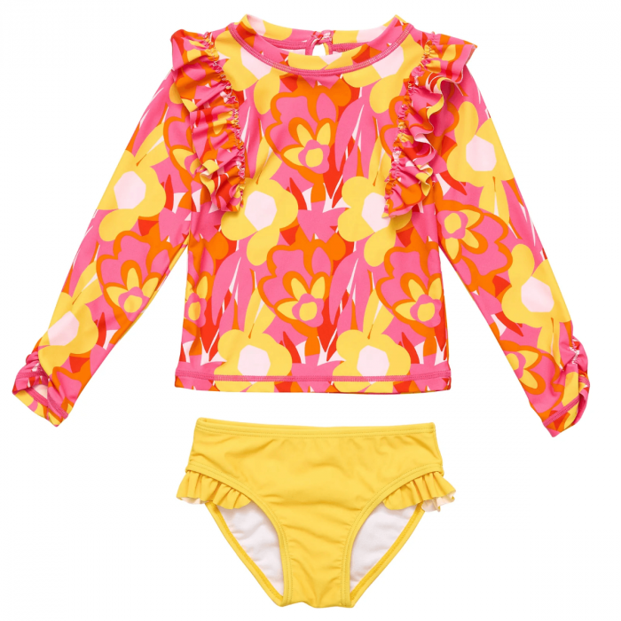 Snapper Rock - UV Swimset for babies and kids - Long sleeve - UPF50+ - Pop of Sunshine - Red/Yellow