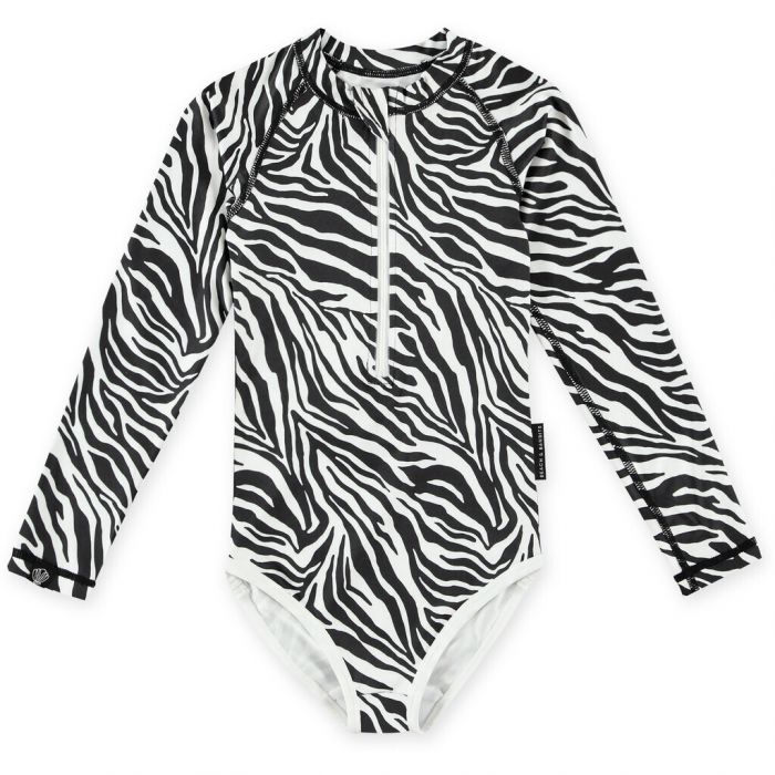 Beach & Bandits - UV Swimsuit for girls - Long sleeve - UPF50+ - Zebra Fish - Black/White