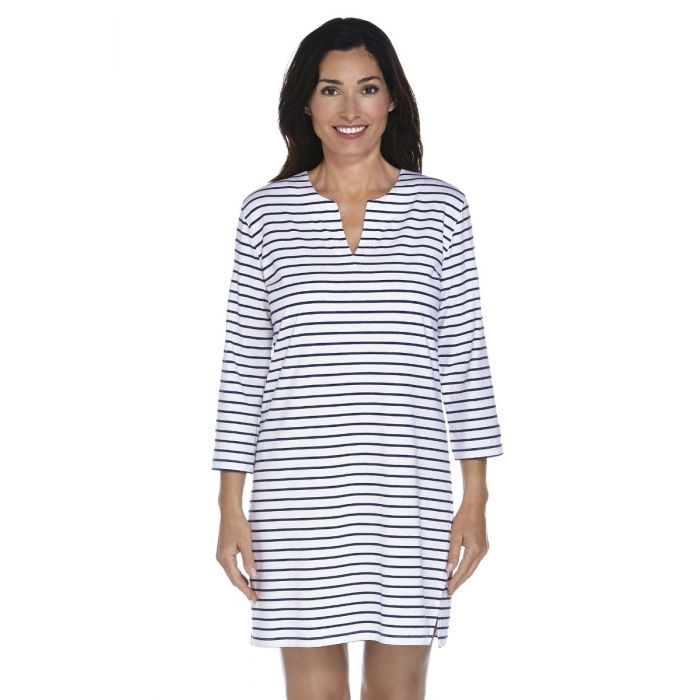 Coolibar - UPF 50+ Women's Oceanside Tunic Dress - Navy/White Stripe