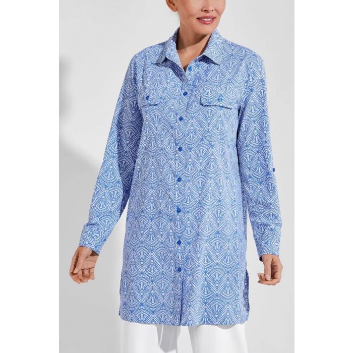 Coolibar - UV Tunic Shirt for women - Santorini - Alluvia - Aura Blue 