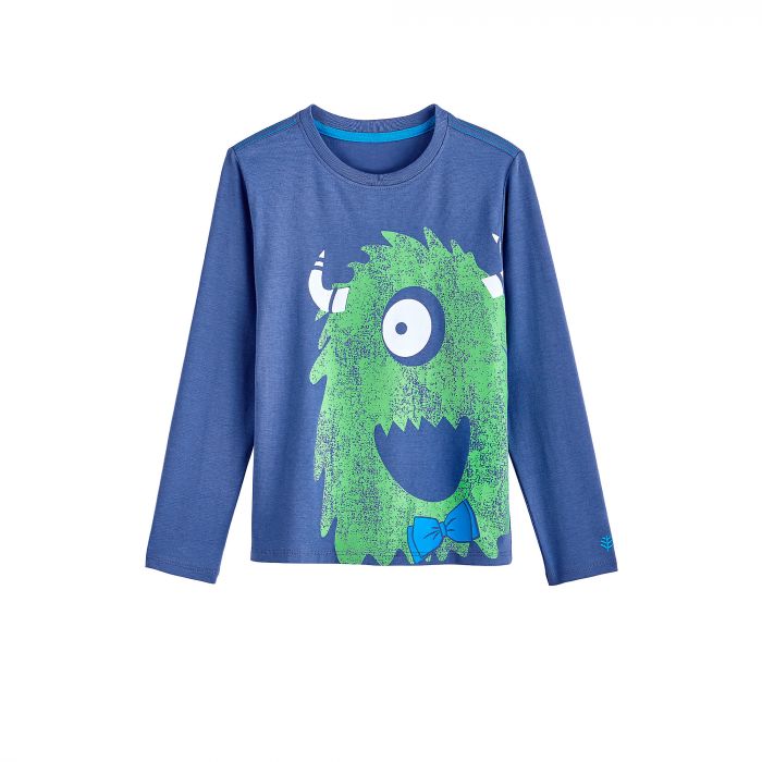 Coolibar - UV shirt for children longsleeve - Green monster blue