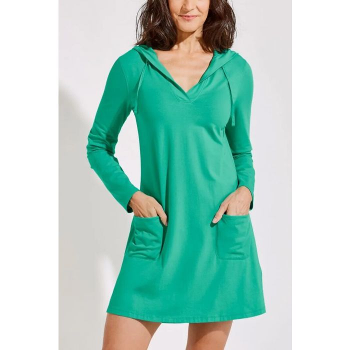 Coolibar - UV Beach Cover-Up Dress for women - Catalina - Solid - Emerald Mint 