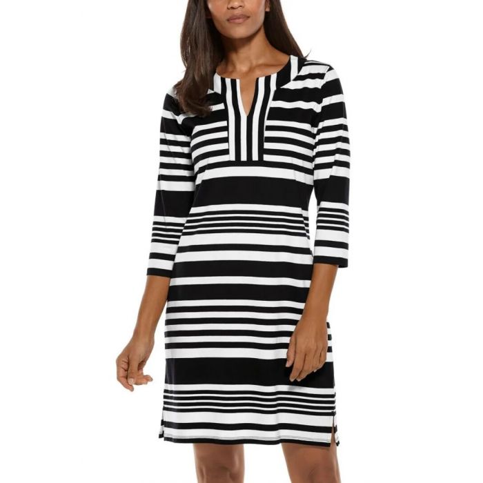 Coolibar - UV Tunic Dress for women - Oceanside - Stripe - Black/White 