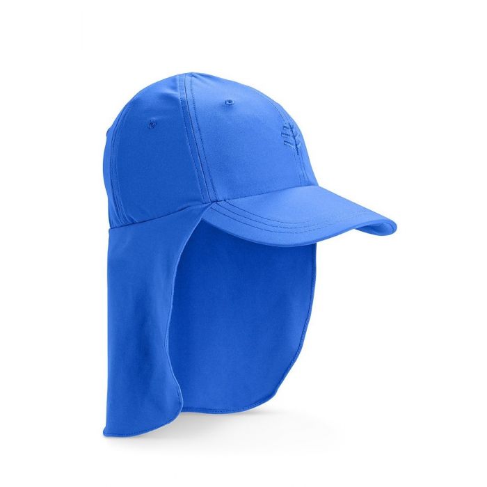 Coolibar - UV sun cap for children with neck flap - Baja blue