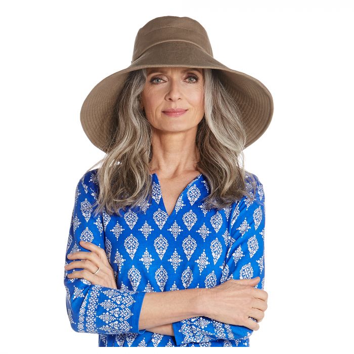 Coolibar - UV floppy hat for women - Wide brim - Mushroom brown