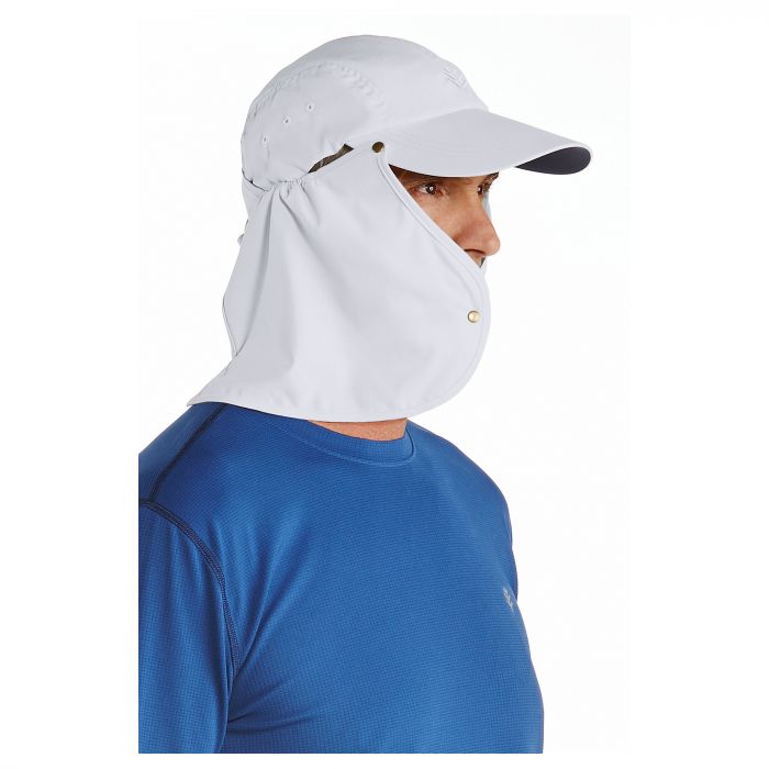 Coolibar - UV sun cap for men with neck flap - White / navy blue