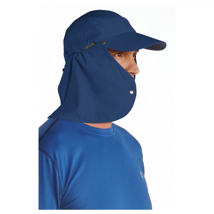Coolibar - UV sun cap for men with neck flap - Navy blue