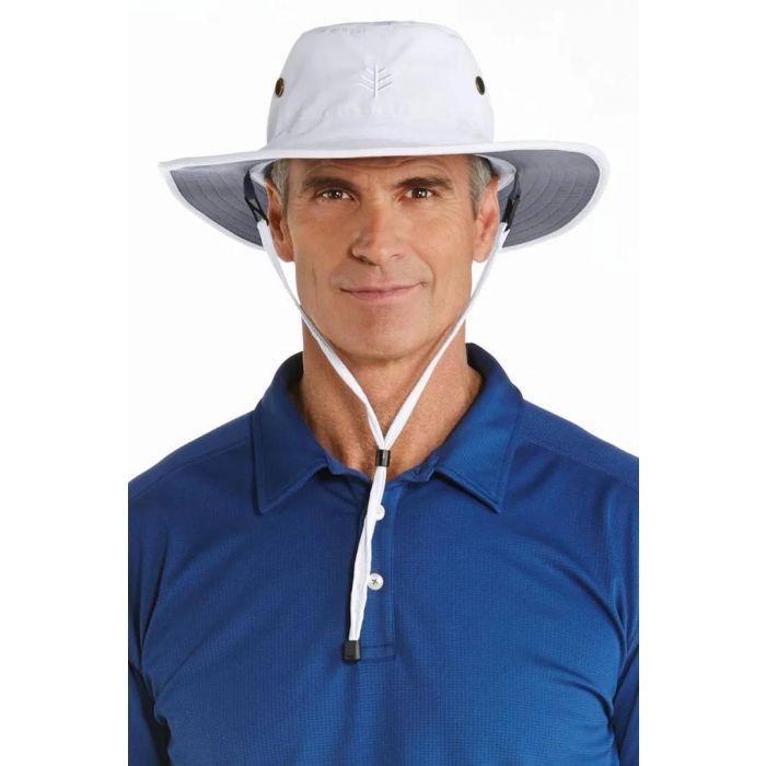 Coolibar - UV Shapeable Wide Brim Hat for men - Leo - White/Carbon 