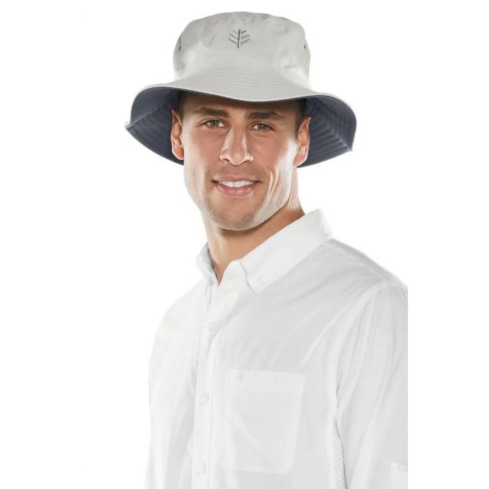 Coolibar - UV Reversible Bucket Hat for adults - Landon - Stone/Carbon