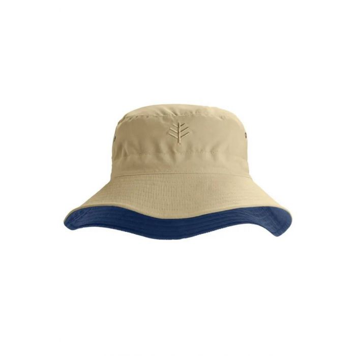 Coolibar - UV Reversible Bucket Hat for adults - Landon -Tan/Navy