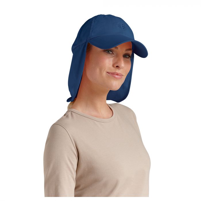 Coolibar - UV sun cap with neck flap unisex- Navy blue