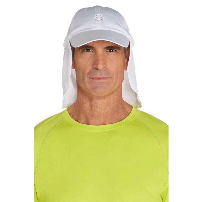Coolibar UV sun cap with neck flap unisex- White