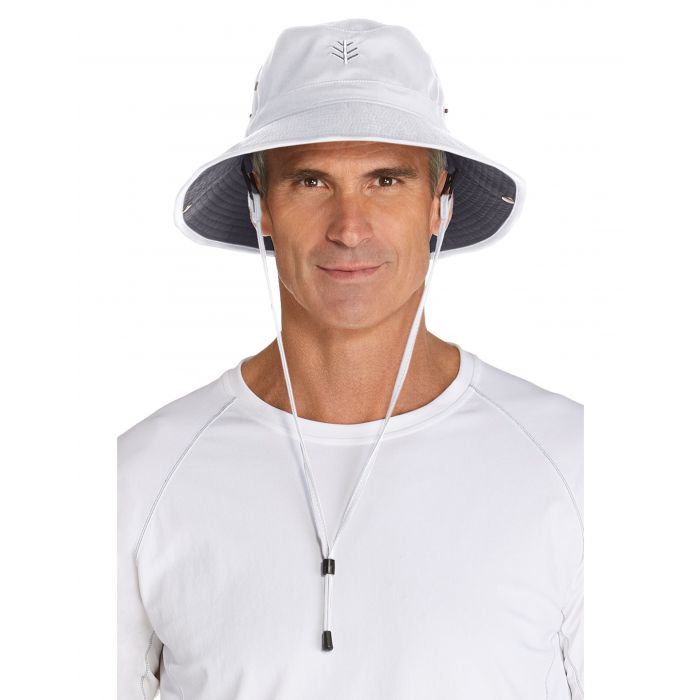 Coolibar - Featherweight UV Bucket Hat for men - Chase - White/Carbon