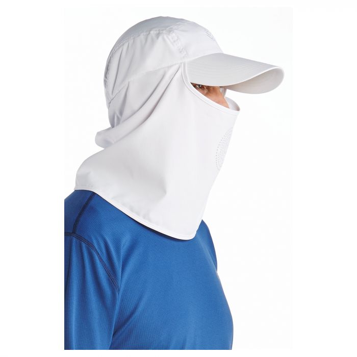 Coolibar - UV sun cap with neck and face cover - White
