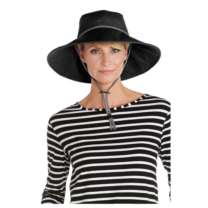 Coolibar - UV sun hat with suede chin strap - Black