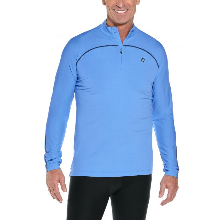 Coolibar - UV Swim Shirt for men - Longsleeve - Nocona Zip - Surf Blue