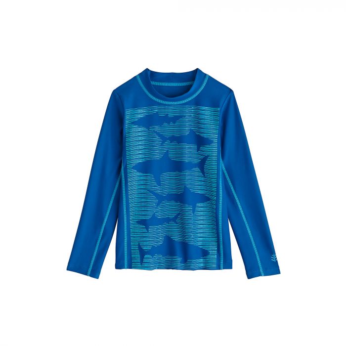 Coolibar - UV swim shirt for children - School of Sharks blue