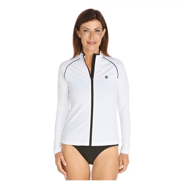 Coolibar - UV swim jacket for women - Black / White