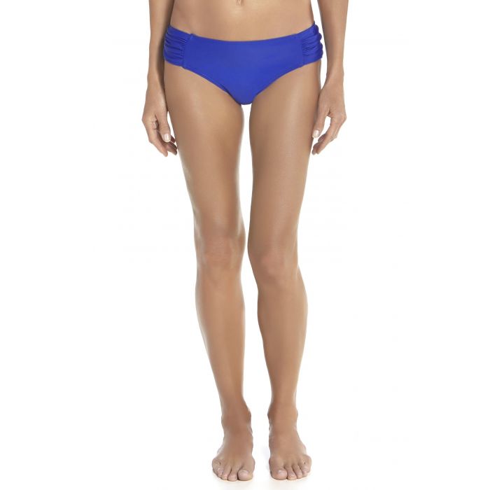 Coolibar - UPF 50+ Women's Ruche Swim Bikini Bottom UV Swimwear- Baja Blue