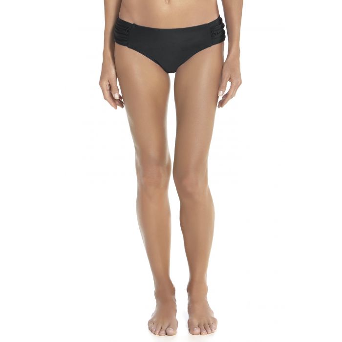 Coolibar - UPF 50+ Women's Ruche Swim Bikini Bottom UV Swimwear- Black