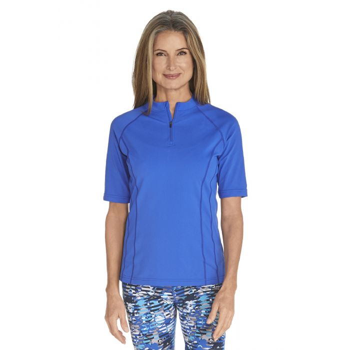 Coolibar - UV Swim shirt short sleeve women - Kobalt Blue