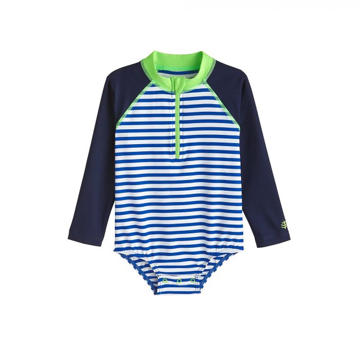 Coolibar - UV bathing suit for babies - Long sleeve - Blue Wave Stripe