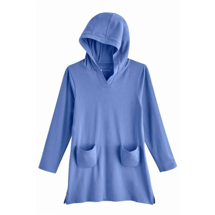 Coolibar - UV Beach Cover-Up Dress for girls - Catalina - Solid - Aura Blue