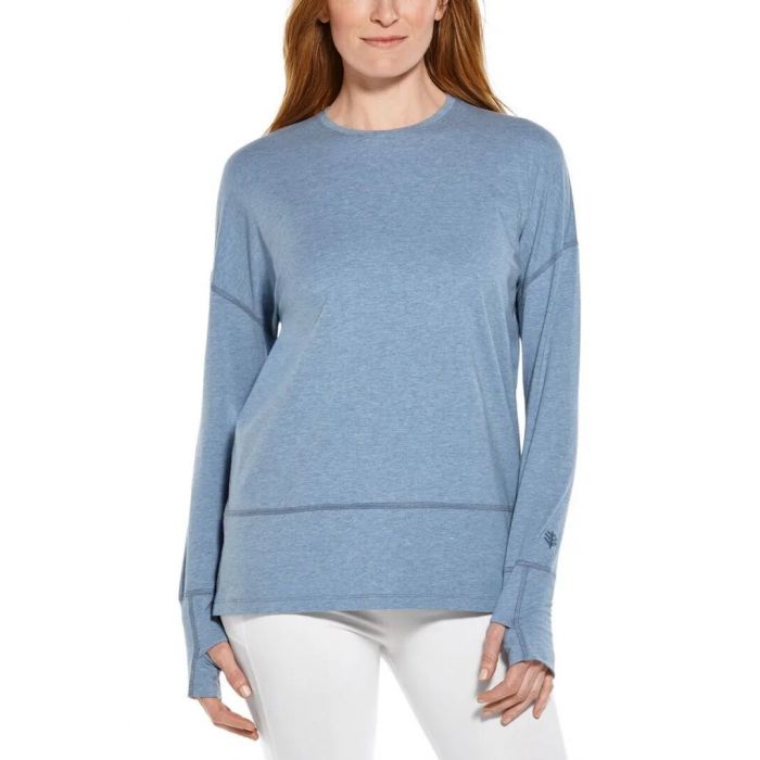 Coolibar - UV Relaxed Shirt for women - Long sleeve - LumaLeo - Heather - Light Blue 
