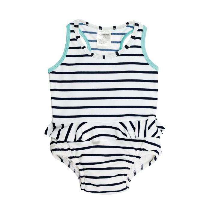 Lässig - Swimsuit with integrated swim diaper - Striped - Dark blue