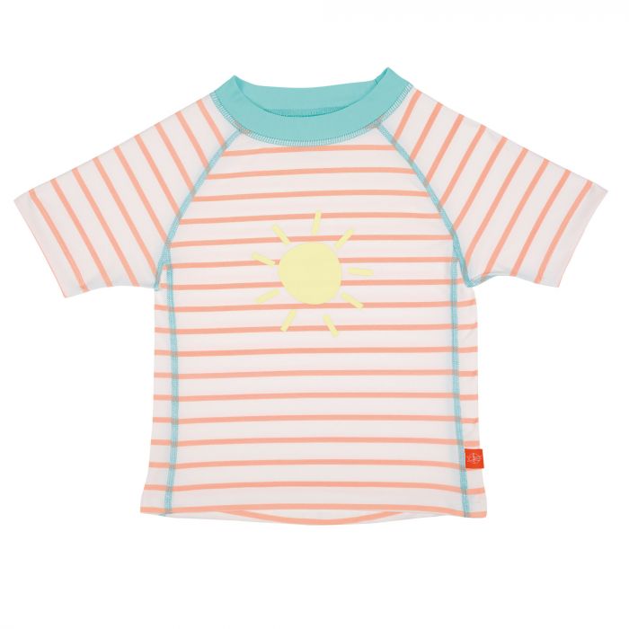 Lässig - UV swim shirt for kids Striped - White / Peach / Blue