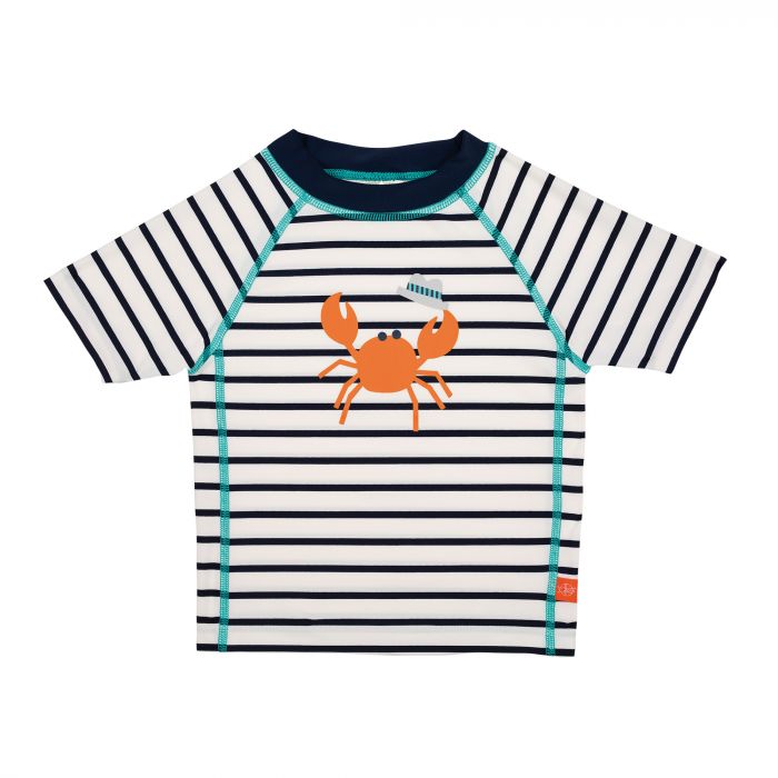 Lässig - UV swim shirt for children - Striped - White / Dark Blue