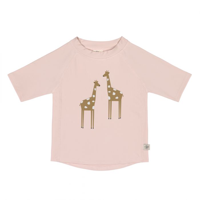 Lässig - UV rashguard with short sleeves for kids - Giraffe - Powder pink