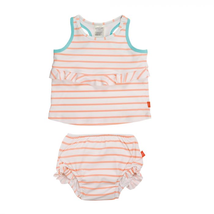 Lässig - Tankini for girls Striped - White / Peach / Blue