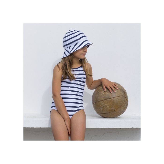 Petit Crabe - UV Bathing suit - Striped - White/Navy