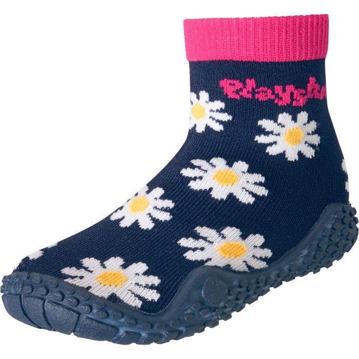 Playshoes - Swim socks for girls - Oxeye daisy - Navy blue / pink