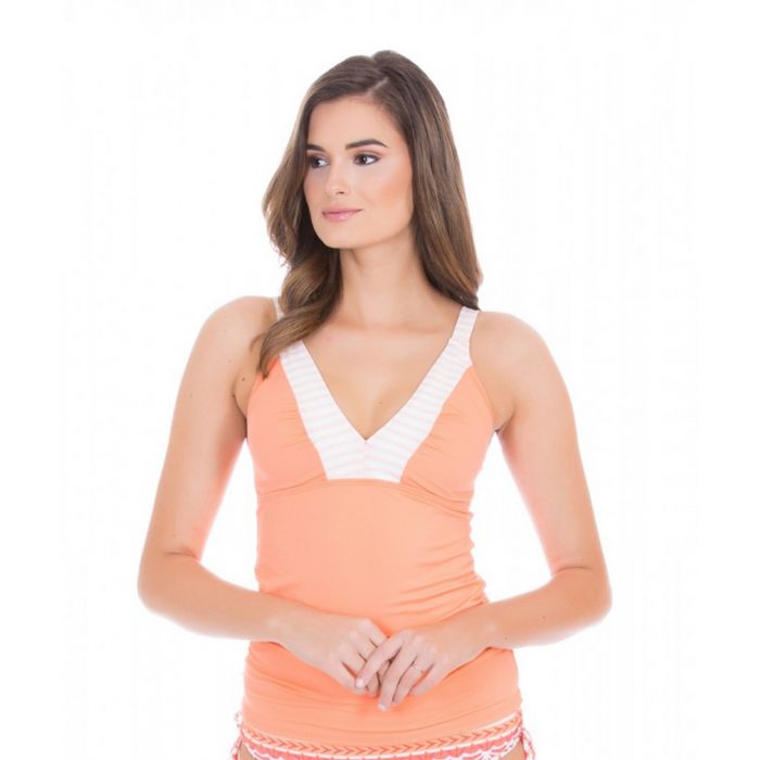 Cabana Life - UV resistant Tankini Top for ladies - Orange/White
