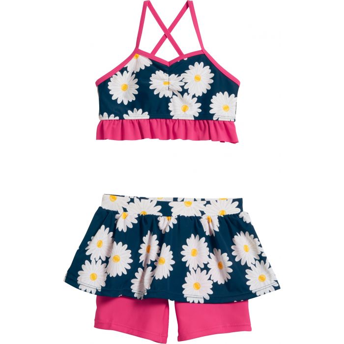 Playshoes - UV swim set two-piece for girls - Oxeye daisy - Blue/pink