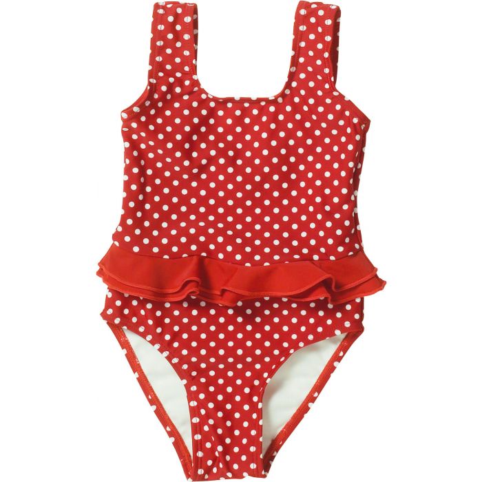 Playshoes - UV bathing suit for girls - Double ruches - Dots - Red