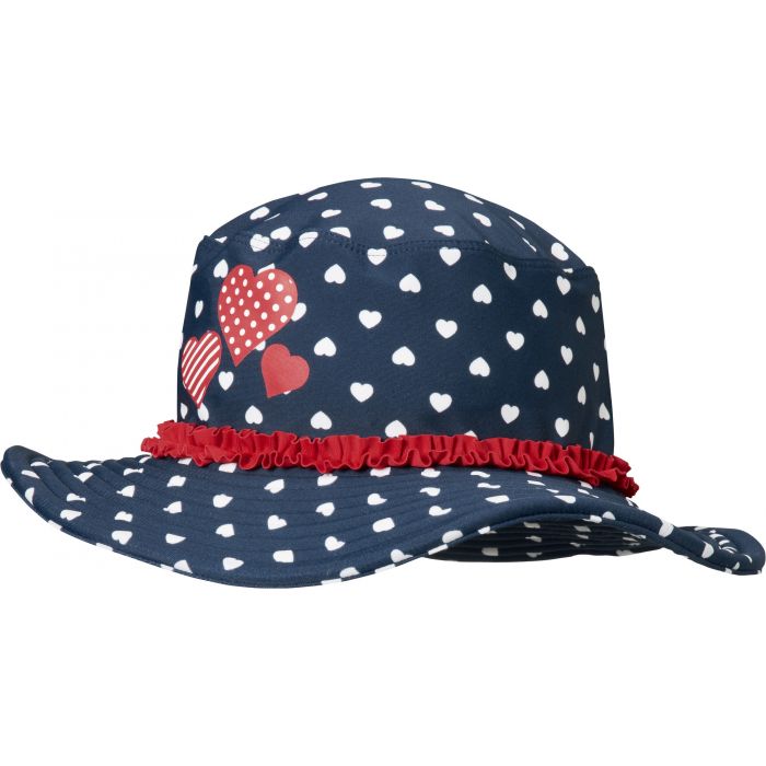 Playshoes - UV sun hat for girls - hearts - blue
